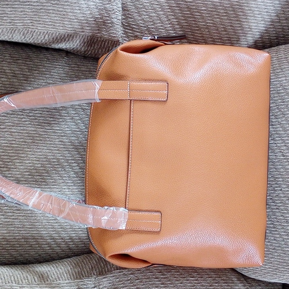 NWT Vera Bradley faux leather slouchy satchel bag in roasted pecan